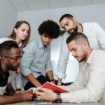 team collaborating digital notes