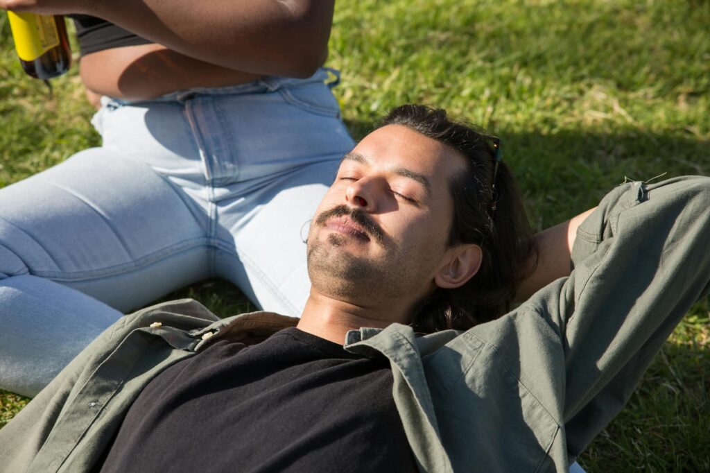 person basking in sun